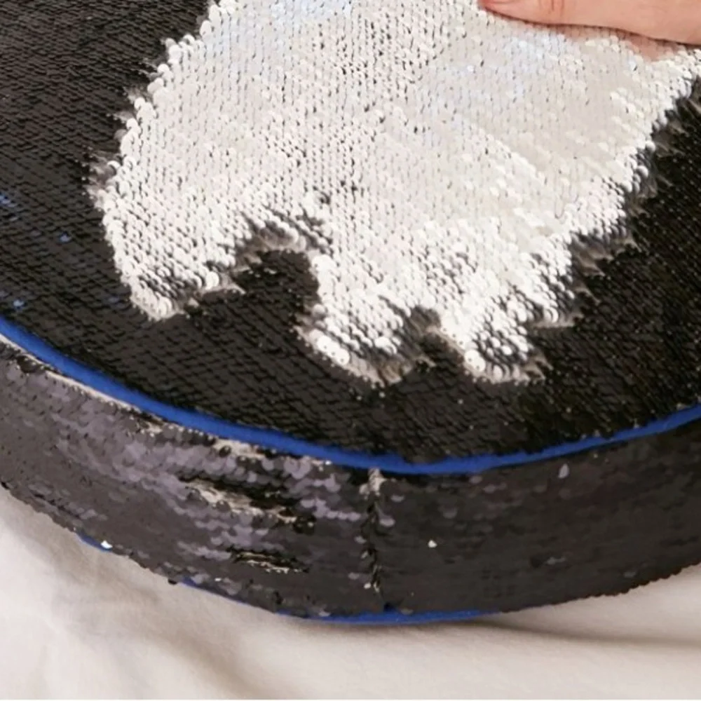 Black and Blue Sequin Round Pillow